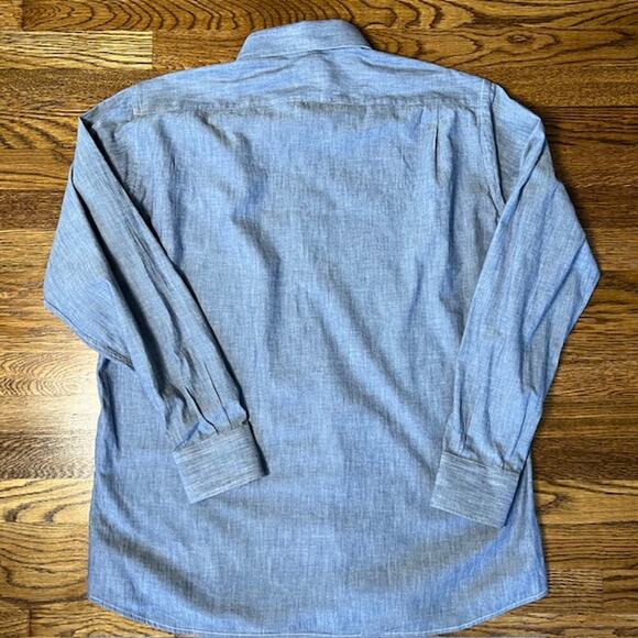 Gitman Bros. Long Sleeve Button Down Dress Shirt Mens 16.5-34 Blue Chambray USA - Picture 3 of 9